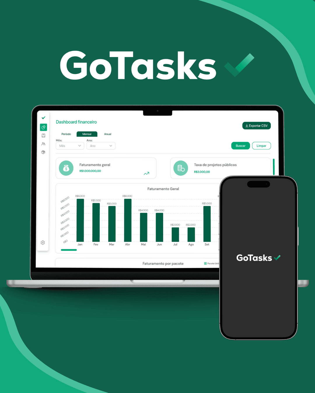 Imagem principal destacando o projeto GoTasks, representando seu design e propósito